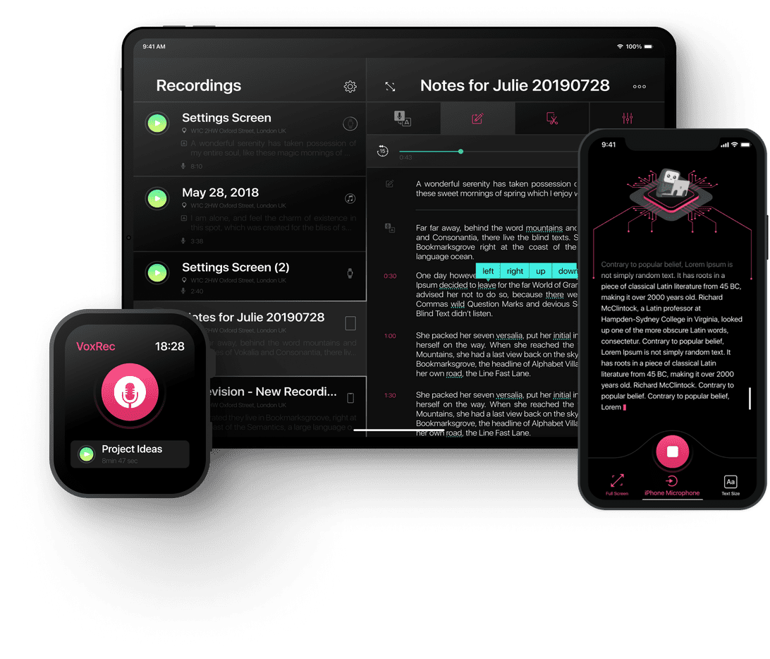 Speech To Text Transcription Transcribe Voice Memos To Text On IPhone IPad Apple Watch VoxRec